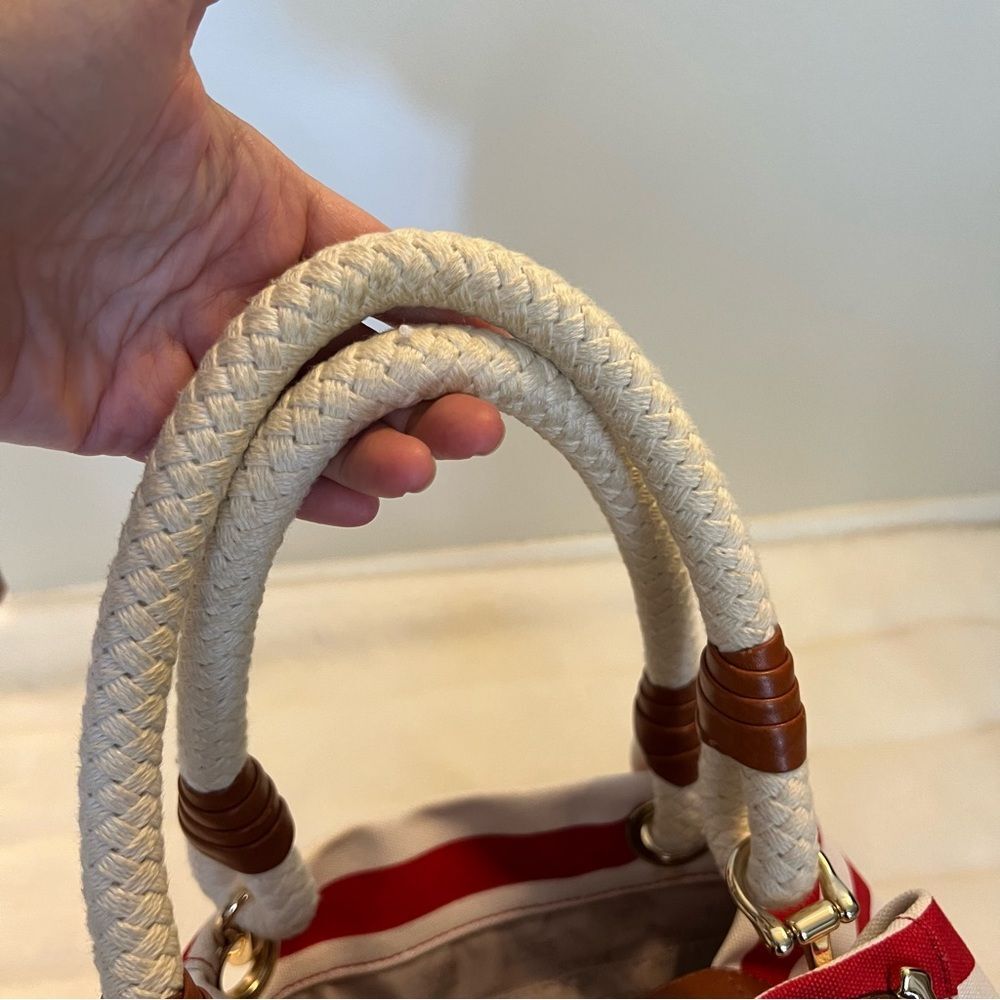 Michael Kors Nautical Hobo Bag Red & White w/Gold - Picture 8 of 16